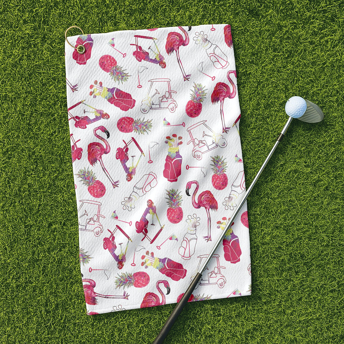 Flamingo Golf Towel, Golf Towel Women, Golf Rag, Ladies Golf Gift
