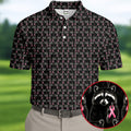 Funny Raccoon Middle Finger Breast Cancer Polo Shirt, Mens Golf Shirts, Mens Polo Shirts