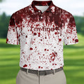 I'm Fine Bloody Splatter Halloween Golf Polo Shirt for Men, Mens Golf Shirts, Golf Apparel For Men