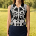 Floral Skeleton Halloween Golf Polo Shirt, Women’s Golf Polo, Golf Shirts For Women