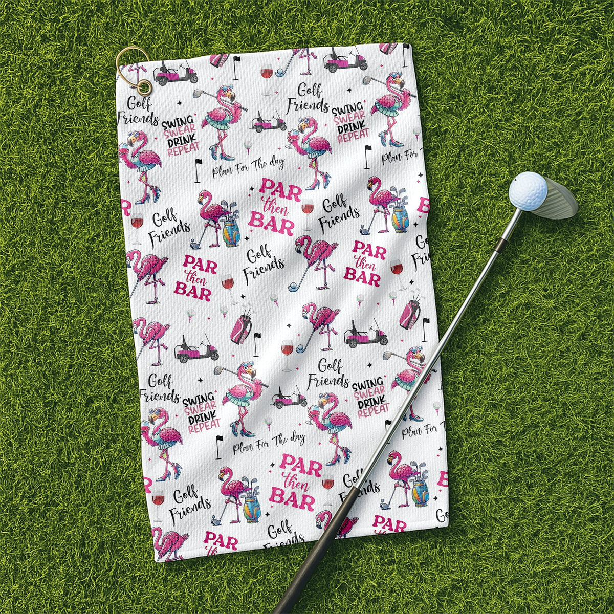 Flamingo Par Then Bar Golf Towel, Golf Rag, Golf Towel Women, Ladies Golf Gift