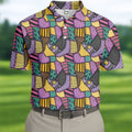 Halloween Patchwork Pattern Golf Polo Shirt, Men's Golf Shirt, Hawaiian Golf Shirt