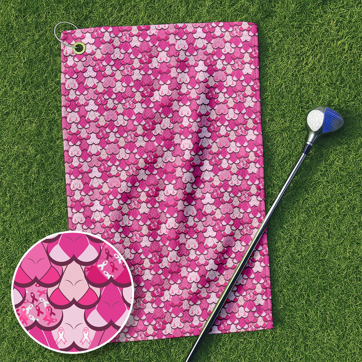 Pink Breast Cancer Golf Towel, Unique Gift For Golfer, Christmas Golf Gift, Golf Accessories