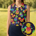 Colorful Pineapple Sleeveless Golf Shirt, Cute Golf Outfit, Women's Golf Shirt, Golf Polo For Women