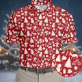 Gingerbread Man Christmas Pine Tree Candy Canes Red And White Polo Shirts For Men, Christmas Golf Shirt