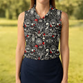 Occult Theme Sketch Style Hawaiian Golf Shirt, Women's Golf Tops, Ladies Golf Shirts