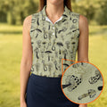 Mushroom Pattern Hand-drawn Art Hawaiian Golf Shirt, Women's Golf Tops, Ladies Golf Shirts