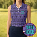 Foolish Mortals Haunted Pattern Golf Polo Shirt, Women's Halloween Shirt, Womens Golf Tops