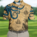 Mermaid Princess Vintage Nautical Hawaiian Golf Shirt, Men's Golf Shirt, Polo Shirts For Men