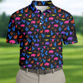 Neon Desert Cactus Buffalo Hawaiian Golf Shirt, Mens Golf Polo, Printed Golf Shirts
