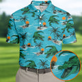 Tropical Alligators on Island Beaches Design Hawaiian Golf Polo, Golf Tops For Men, Golfing Apparel