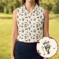 Vintage Bourbon Whiskey Golf Pattern Polo Shirt, Golf Shirts For Women, Women's Golf Apparel