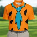 Orange Blue Stone Age Hawaiian Golf Shirt, Mens Golf Apparel, Golf Polo Shirts For Men