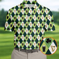 Green And White Argyle Pattern Beer St Patrick's Day Golf Shirt, Golf Tops For Men, Polo For Men