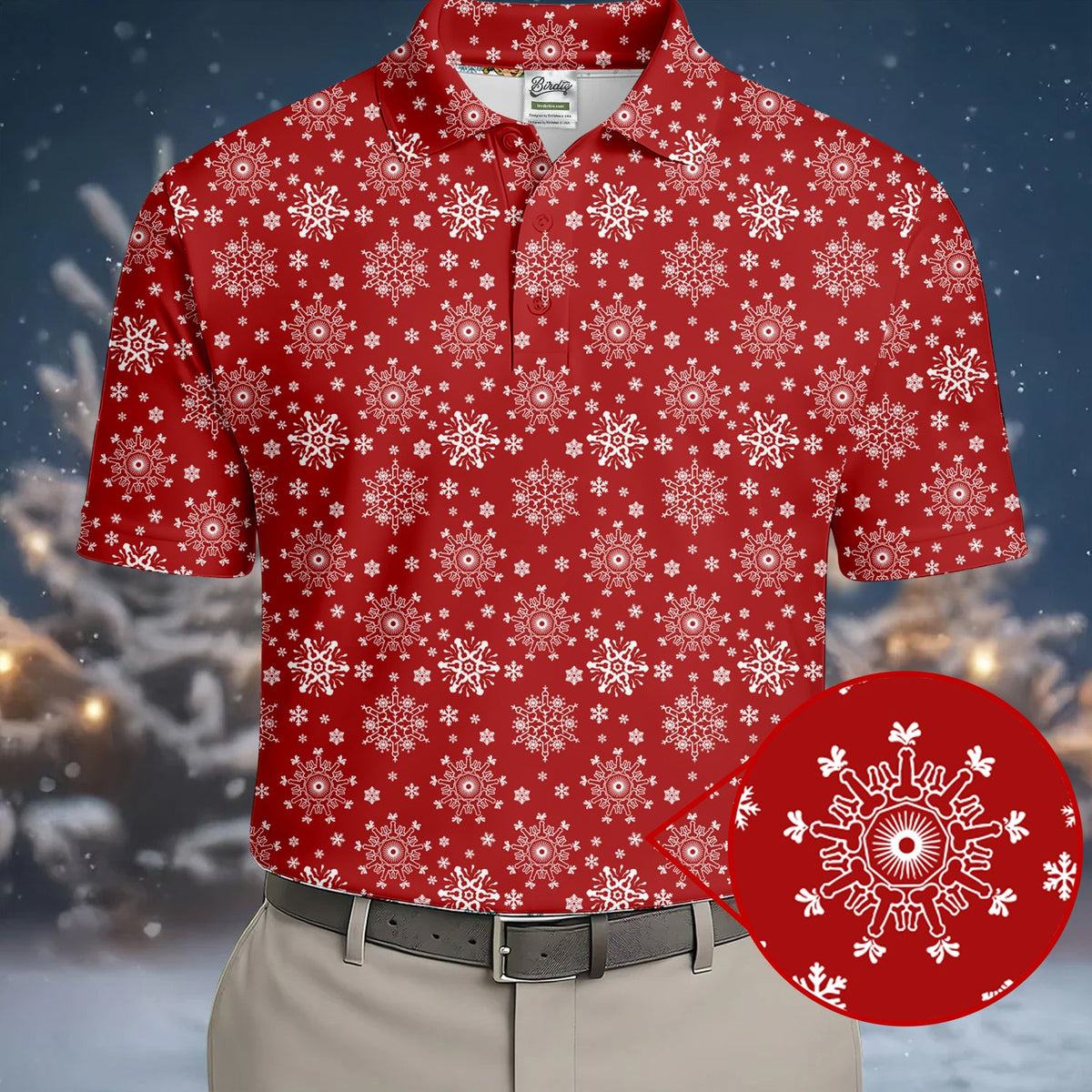 Dirty Funny Adult Humor Snowflakes Red Golf Shirt, Fun Men's Golf Polos, Christmas Golf Shirt, Polo Shirts For Men