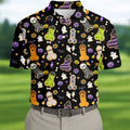 Funny Adult Halloween Cookie Pattern Polo Shirt, Men's Golf Shirt, Printed Golf Shirts
