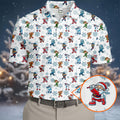 Christmas Characters Golf Pose Men's Funny Golf Shirts, Christmas Golf Shirt, Polo Shirts For Men