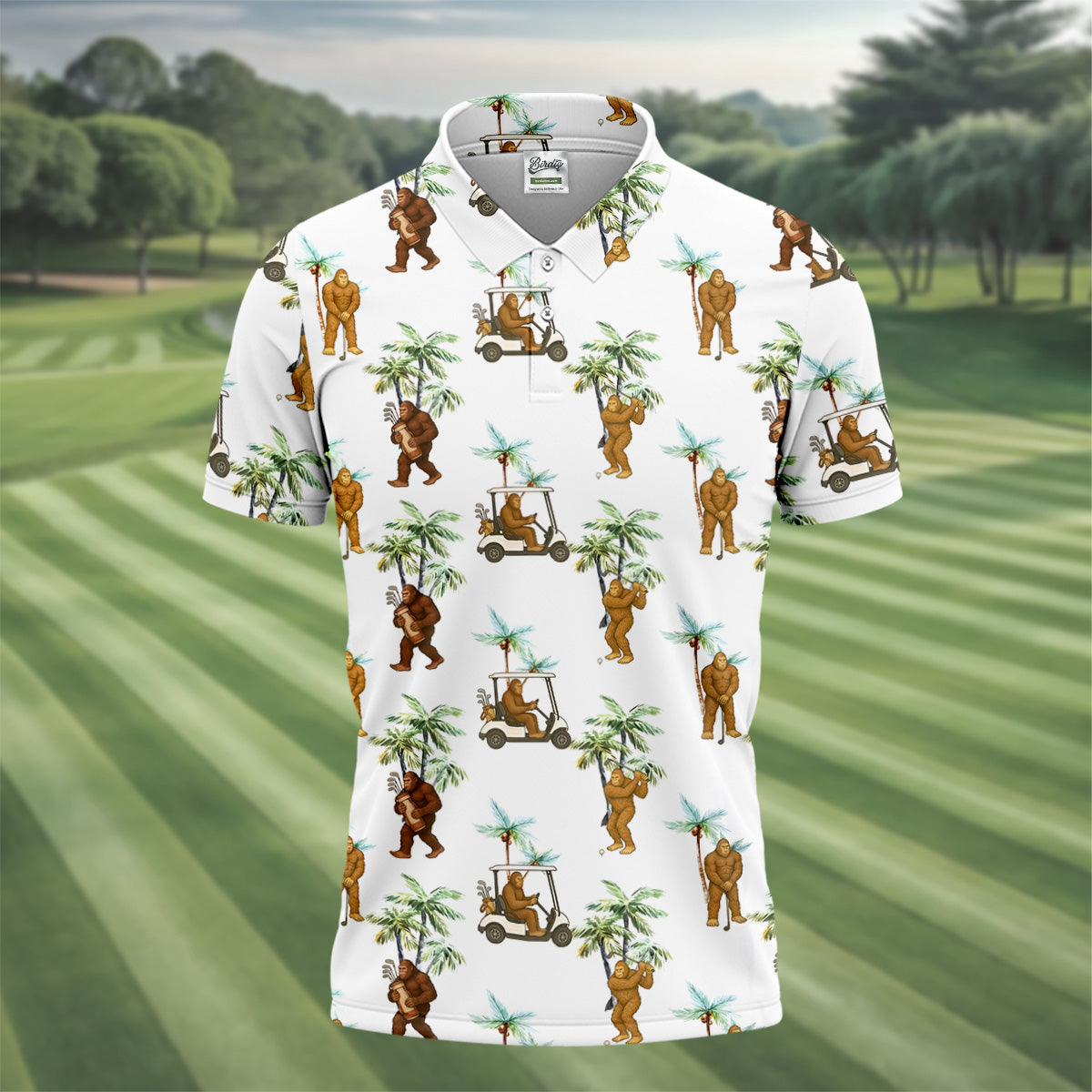 Bigfoot Golf Hawaiian Shirt, Tropical Golf Shirts, Fun Golf Shirts For Men, Golfing Apparel