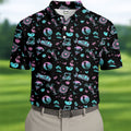Flamingo Tropical Gradient Colors Retro Golf Shirt, Golf Tops For Men, Golf Shirts For Men