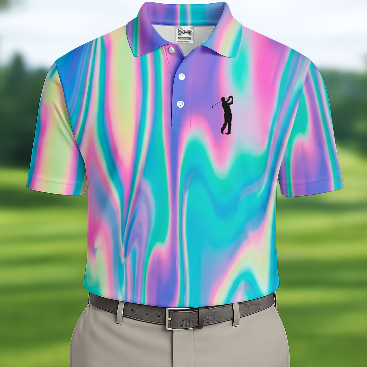 Shimmering Gradient Pattern Golf Shirts For Men, Polo Shirts For Men, Golfing Apparel