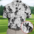 Vintage Golfing Dogs Pattern Golf Polo Shirt, Mens Golf Shirts, Golf Apparel For Men