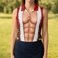 Santa Muscle Body Christmas Golf Shirt, Womens Golf Tops, Ladies Golf Shirts