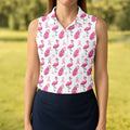 Pink Flamingo Golf Bag Breast Cancer Polo Shirt, Women’s Golf Polo, Ladies Golf Shirts
