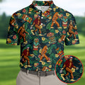 Bigfoot Tropical Tiki Resort Pattern Design Hawaiian Golf Polo, Golf Tops For Men, Golfing Apparel