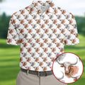 Longhorn Watercolor Pattern Golf Polo Shirt, Golf Apparel For Men, Hawaiian Golf Shirt
