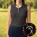 Funny Rude Pink Raccoon Breast Cancer Polo Shirt, Ladies Golf Tops, Women's Golf Apparel
