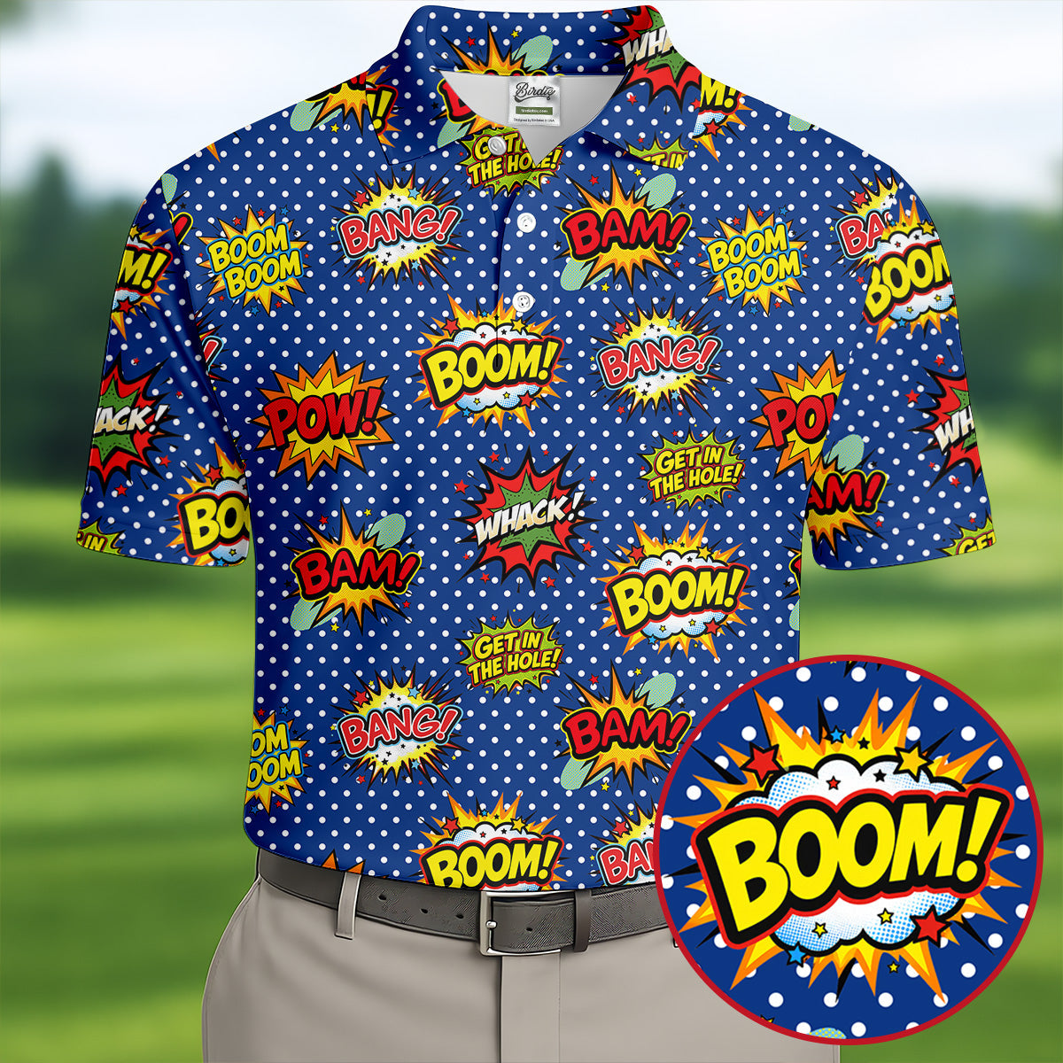 Funny Comic Pop Art Golf Shirt, Mens Golf Shirts, Golf Apparel For Men