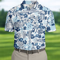 Retro Spacecraft Hawaiian Golf Polo Shirt, Men's Golf Shirt, Printed Golf Shirts