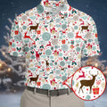 Vintage Reindeer White Christmas Golf Tops For Men, Gift Christmas Golf Shirt Polos, Men Golf Apparel