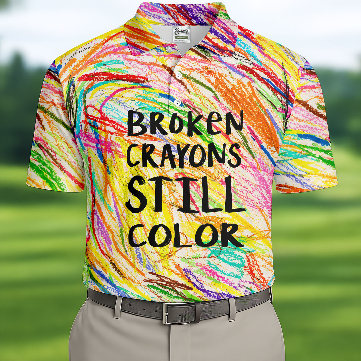 Broken Crayons Still Color Golf Polo Shirt, Men's Golf Shirt, Mental Health Awareness Shirt