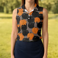 Black Cat Pumpkin Halloween Golf Polo Shirt, Women's Golf Apparel, Golf Shirts For Women