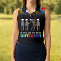 It's Ok To Be Different Women Polo Shirt, Autism Awareness Puzzle Pattern Black Fade Golf Shirts For Women, Autism Golf Shirt