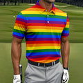 LGBT Rainbow Flag Golf Tops For Men, Pride Month Celebrate Golf Shirts For Men