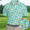 90s Dice Memphis Style Light Mint Green Cute Golf Shirt, Polo Shirts For Men, Golf Shirts For Men