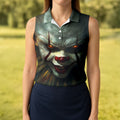 Scary Clown Face Halloween Polo Shirt, Golf Tops For Women, Women’s Golf Apparel
