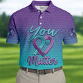 You Matter Suicide Prevention Ribbon Heart Polo Shirts For Men, Golf Apparel For Men