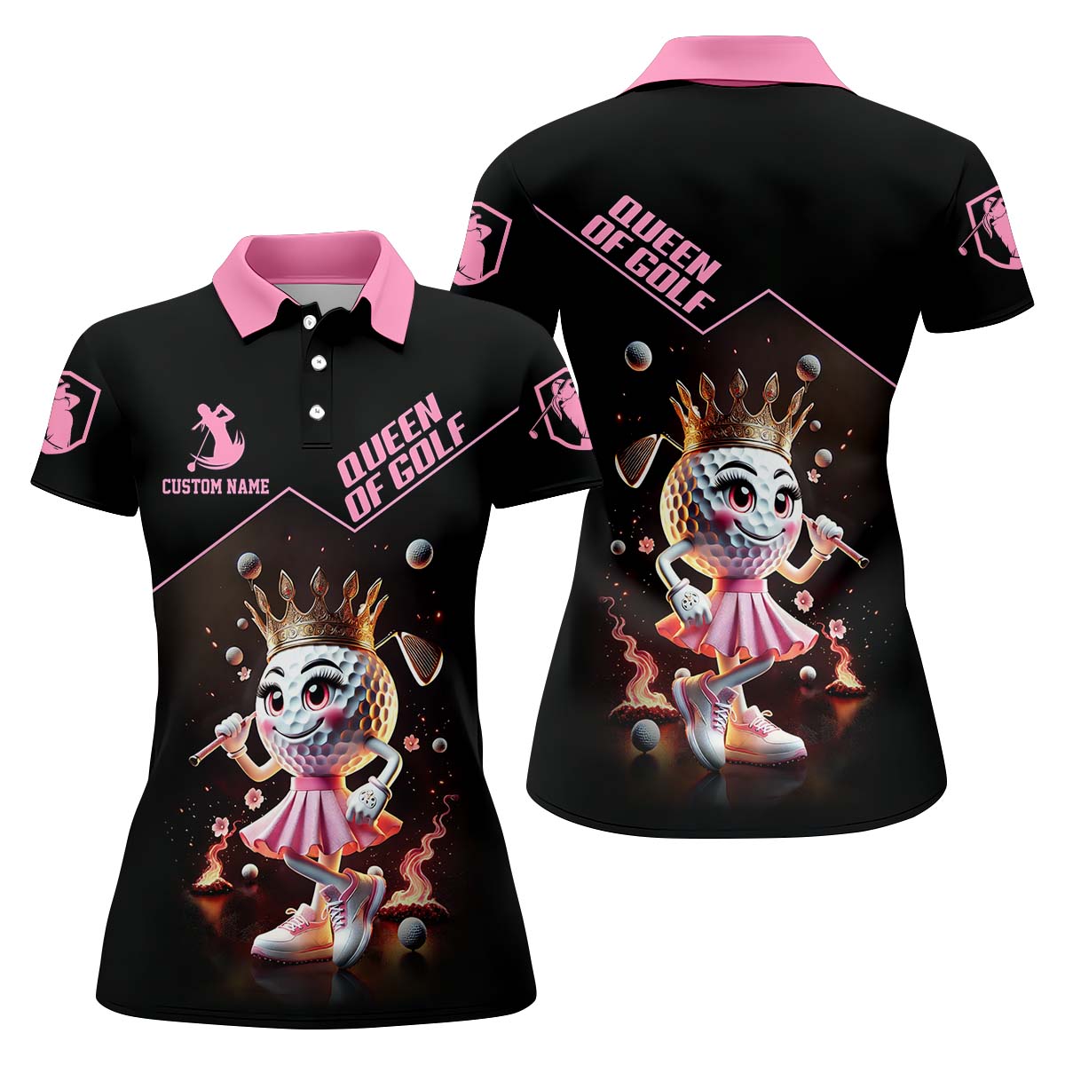 Queen Of Golf Custom Womens Golf Polo Shirt, Golfing Apparel, Womens Golf Gifts