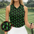 Neon Green Cocktails Three Leaf Clover St Patrick's Day Golf Shirt, Women's Golf Tops, Ladies Golf Shirts