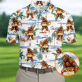 Bigfoot Hot Dog Beach Hawaiian Shirt, Mens Golf Polo, Hawaiian Golf Shirt, Golf Apparel For Men