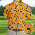 Rosé Champagne Seamless Pattern Yellow Golf Shirt, Polo Shirts For Men, Golf Shirts For Men