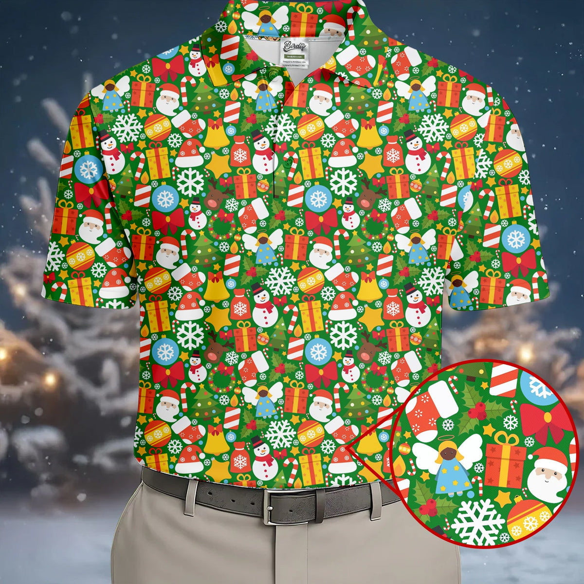 Festive Christmas Green Golf Shirt, Christmas Golf Shirt, Polo Shirts For Men, Golf Gift For Men, Golfing Apparel