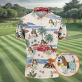 Summer Basset Hound Paradise Hawaiian Golf Polo, Golf Tops For Men, Golfing Apparel
