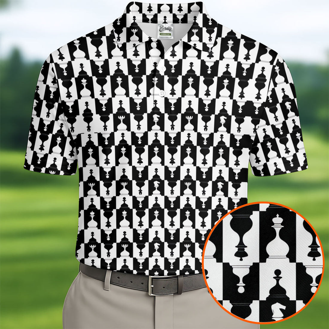 Chess Board Pattern Hawaiian Golf Shirt, Chess Lover Gift Men's Golf Shirt, Polo Shirts For Men