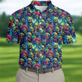 Colorful Zombie Head Pattern Halloween Golf Polo Shirt, Mens Golf Polo, Golf Shirts For Men