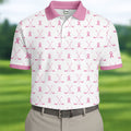 Pink Ribbon Golf Clubs Breast Cancer Polo Shirt, Golf Shirts For Men, Mens Golf Apparel
