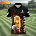 Golf And Beer Custom Men's Golf Polo Shirt, Funny Golf Shirt, Gift For Golfers